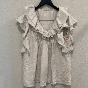 Elegant Cream Ruffled Women's Top medium
